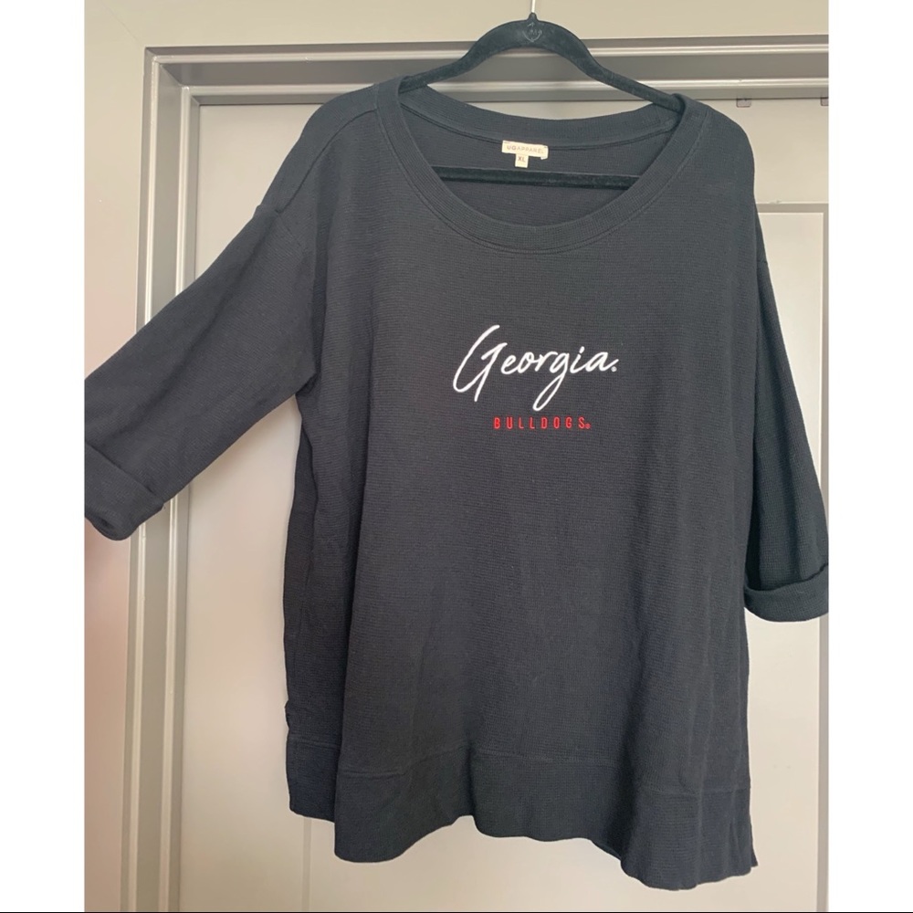 Georgia Bulldogs UGA Boat Neck Waffle Long Sleeve Shirt